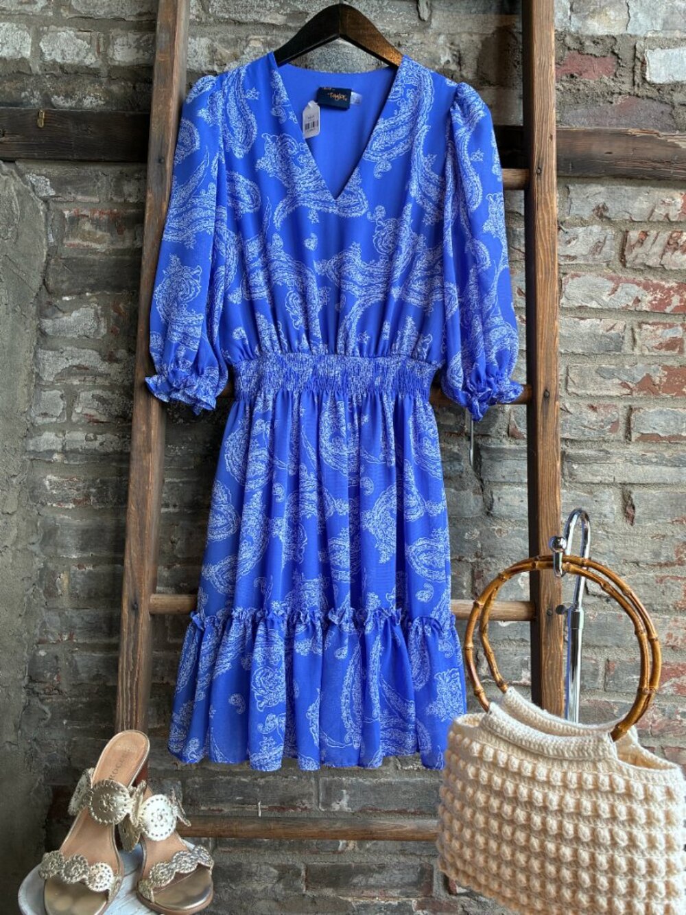 Just Taylor Blue Paisley Dress 2